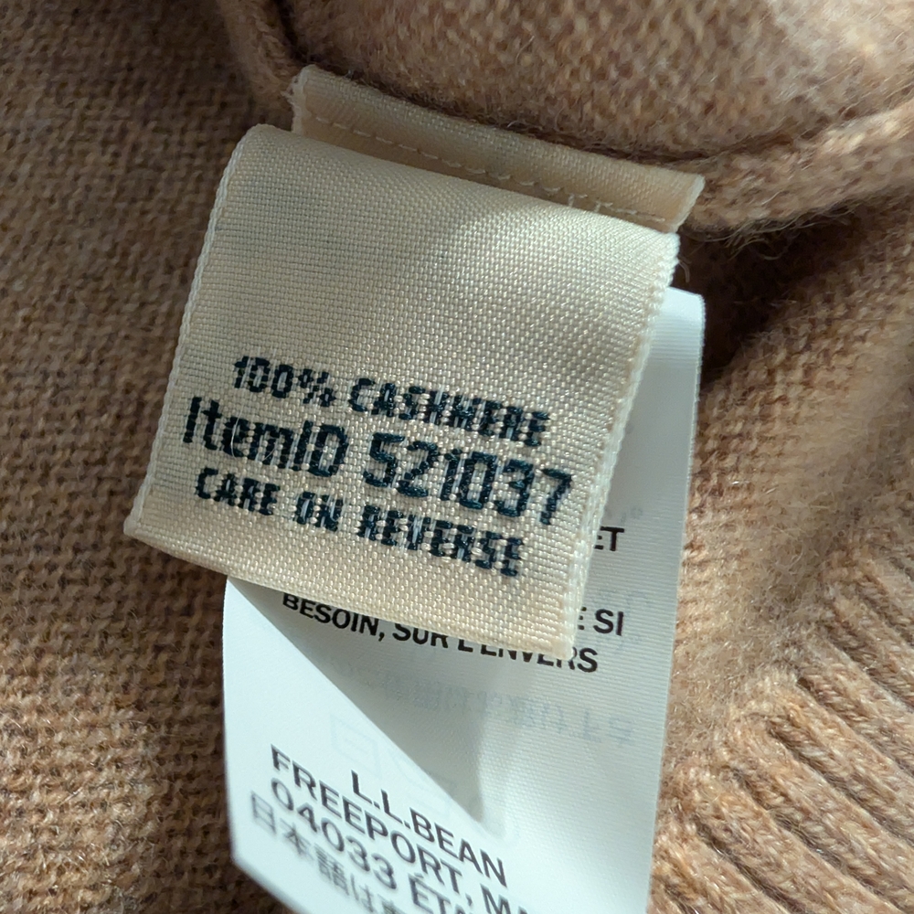 L.L. Bean 100% Cashmere Cardigan Small Petite Tan/Honey Color NWOT - Picture 6 of 8